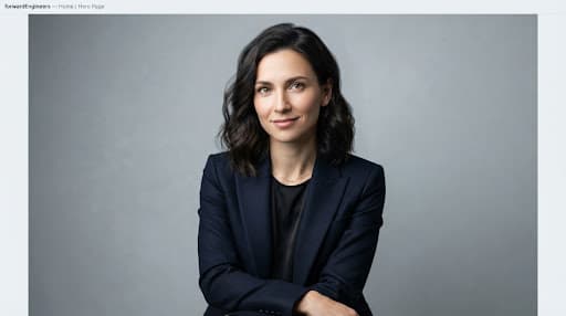 High fashion studio headshot portrait of Elena Rostova, female staff distributed systems engineer, neutral cool gray minimalist background, crisp editorial lighting, subtle shadow, sharp monochromatic palette with modern professional stance